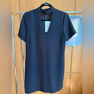 NWT Zara Black V-Neck Cut Out Sheath Dress in Sized XS